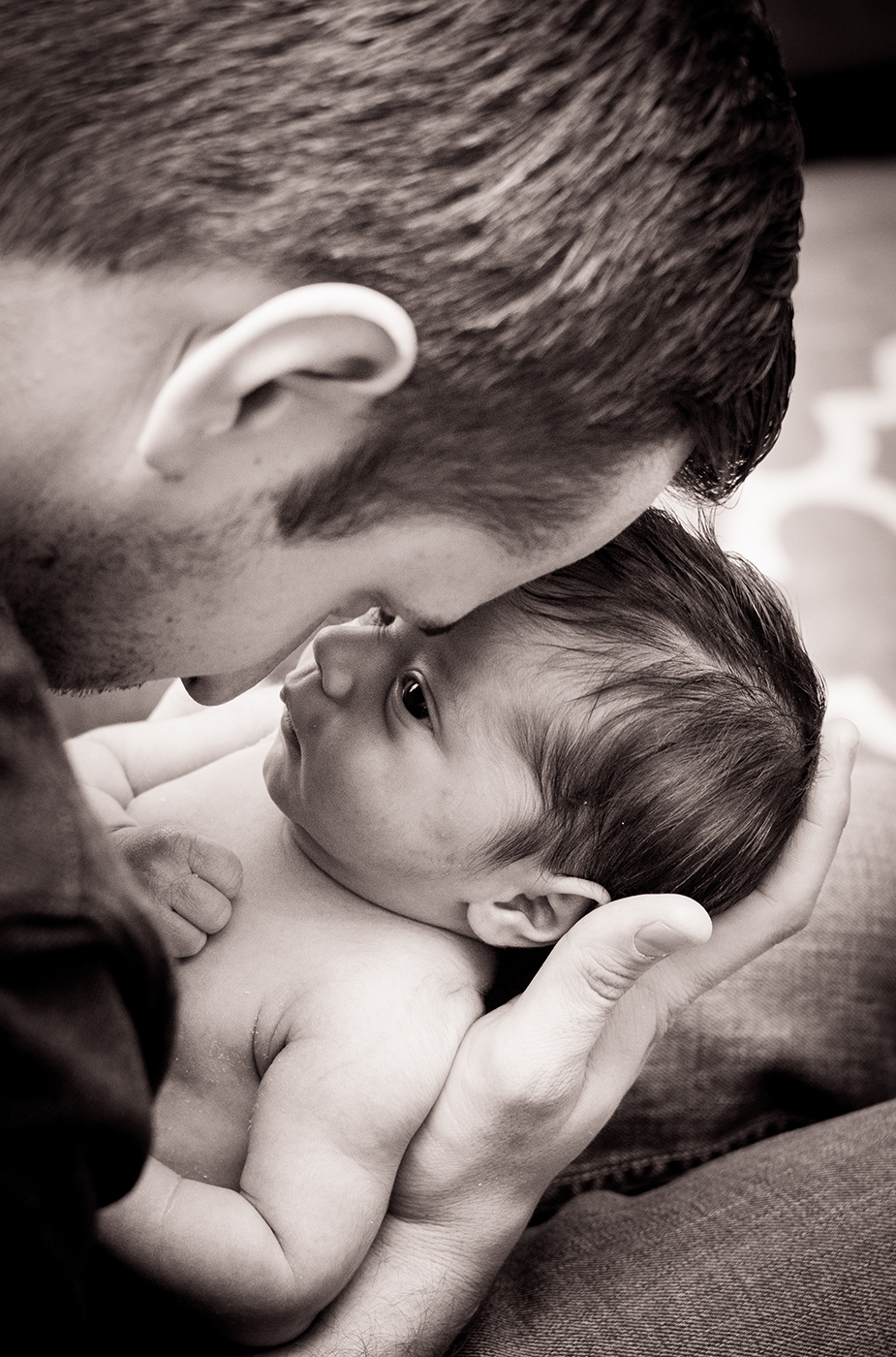 All Occasions Photography Albany NY - Newborn Photography Dad & Baby Black & White