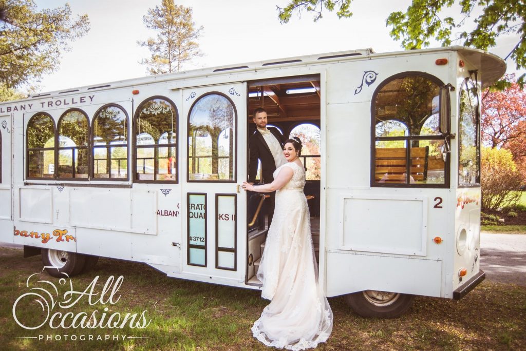 All Occasions Photography Albany NY - Wedding Photography Bride & Groom By Trolley